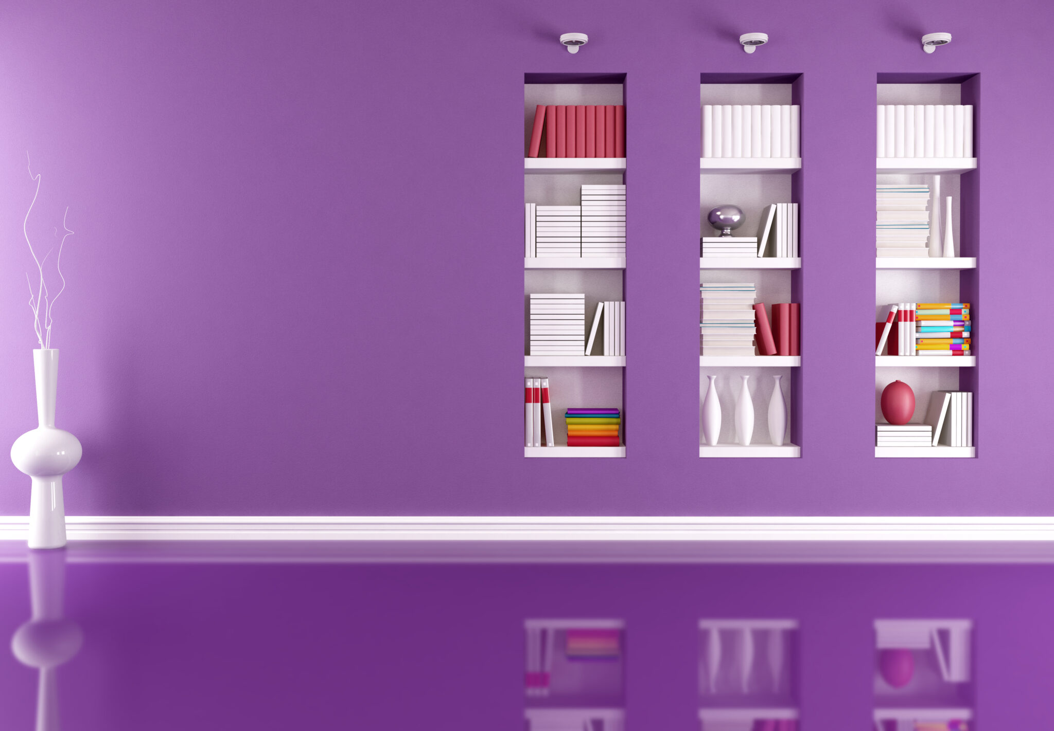 empty interior with bookcase